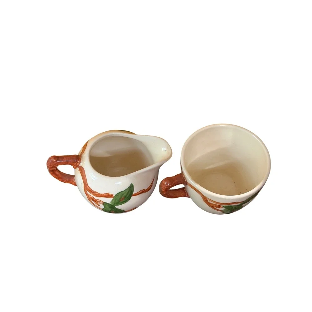 Franciscan Apple Creamer and Sugar Bowl Set Vintage California Earthenware
